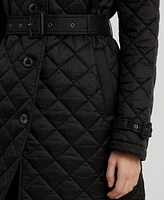 Lauren Ralph Women's Belted Velboa-Lined Quilted Trench Coat