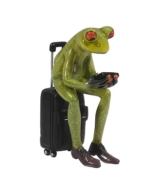 Fc Design 5.5"H Frog Sitting on Suitcase Figurine Decoration Home Decor Perfect Gift for House Warming, Holidays and Birthdays
