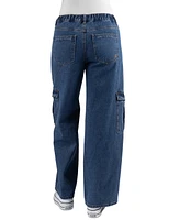 Indigo Rein Juniors' High-Rise Wide-Leg Cargo Jeans