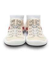 Komuello Infant Girl Boy Breathable Washable Non-Slip Sock Shoes Runner - Light Beige