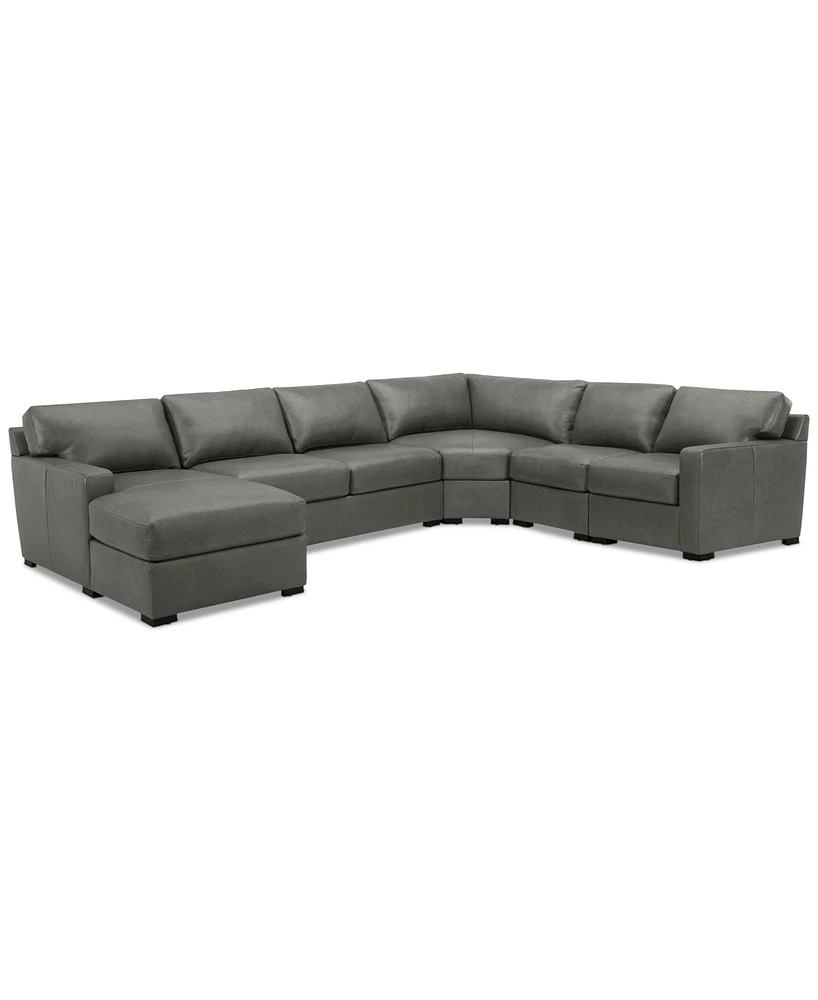 Radley 148" 5-Pc. Leather Wedge Modular Chase Sectional, Created for Macy's