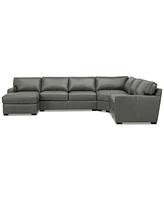 Radley 148" 5-Pc. Leather Wedge Modular Chase Sectional, Created for Macy's