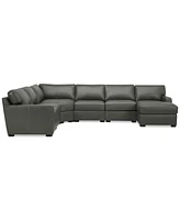 Radley 141" 6-Pc. Leather Wedge Modular Chaise Sectional, Created for Macy's