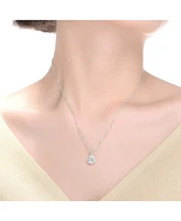 Genevive Sterling Silver White Gold Plated Round-cut Cubic Zirconia Stud Necklace