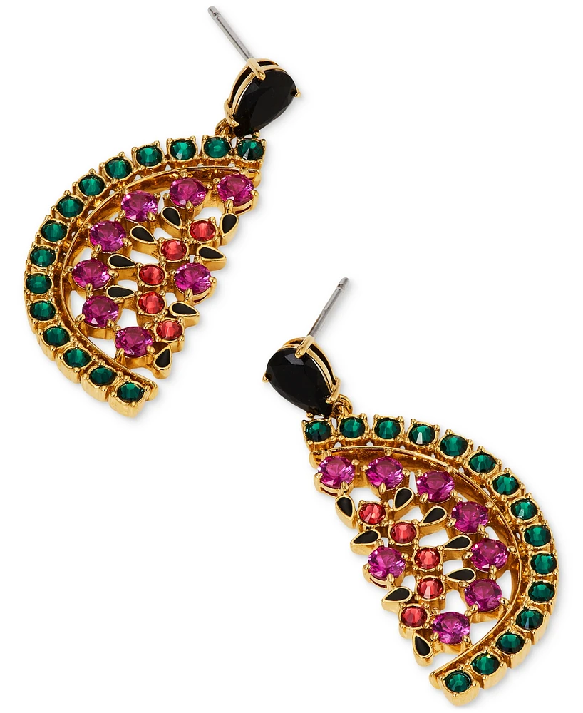 Ajoa by Nadri 18k Gold-Plated Multicolor Mixed Stone Watermelon Slice Drop Earrings