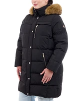 Michael Kors Plus Faux-Fur-Trim Hooded Puffer Coat, Created for Macy's