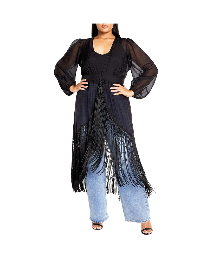 City Chic Women's Calypso Fringe Jacket