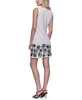 Karl Lagerfeld Paris Women's Floral-Trim Square-Neck Dress