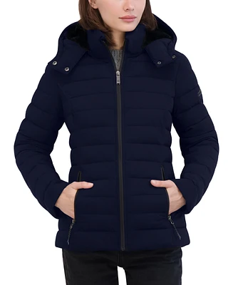 Nautica Women's Faux-Fur-Trim Hooded Packable Puffer Coat