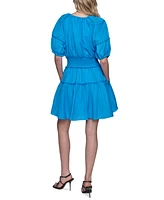 Karl Lagerfeld Paris Women's Tie-Neck Smock-Waist Dress