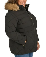 Tommy Hilfiger Plus Faux-Fur-Trim Hooded Puffer Coat, Created for Macy's