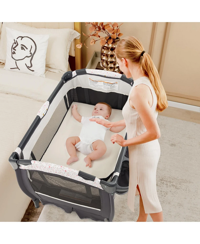 Slickblue Kids 4 in 1 Portable Pack and Play Baby Nursery Center with Bassinet