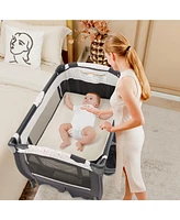 Slickblue Kids 4 in 1 Portable Pack and Play Baby Nursery Center with Bassinet