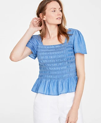 On 34th Women's Smocked Peplum Top, Created for Macy's