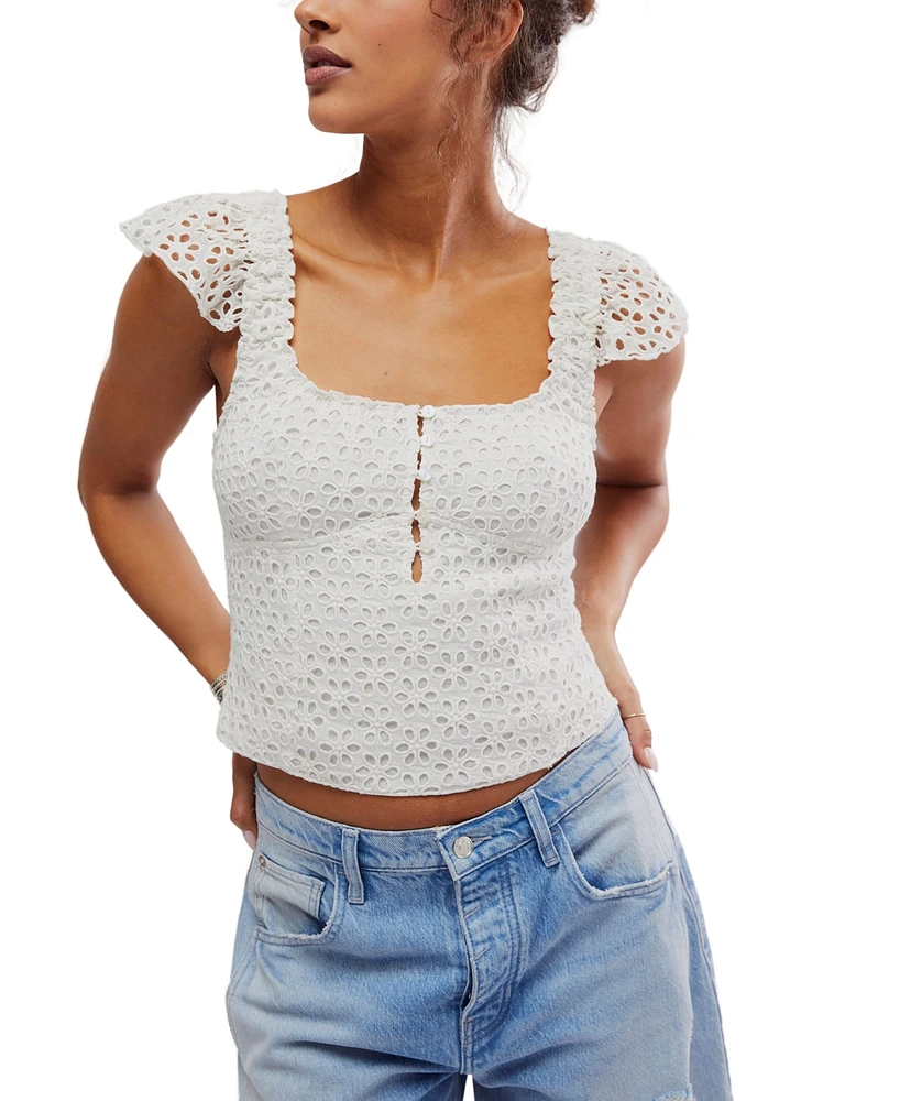 Free People Women's Alma Cotton Eyelet Tank Top