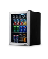 Newair 90 Can Beverage Refrigerator Cooler, Freestanding Small Mini Fridge in Stainless Steel for Home, Office or Bar