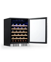 Newair 24" Built-In 52 Bottle Compressor Wine Fridge in Stainless Steel with Precision Digital Thermostat and Premium Beech Wood Shelves