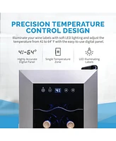 Newair 12 Bottle Wine Cooler Refrigerator, Freestanding Wine Fridge with Stainless Steel & Double-Layer Tempered Glass Door, Quiet Compressor Cooling
