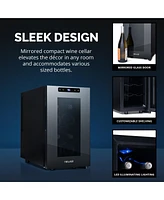 Newair Shadow-t Series Wine Cooler Refrigerator, Bottle Countertop Mirrored Compact Wine Cellar with Triple-Layer Tempered Glass Door