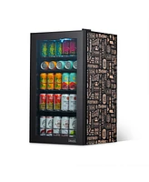 Newair "Beers of the World" Custom Designed Freestanding 126 Can Beer Fridge with Split Shelf