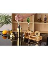 Touch of Mixology Premium 14 Piece Stainless Steel Bartender Kit with Bamboo Stand (Gold)