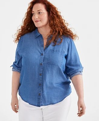 Style & Co Plus Chambray Shirt, Created for Macy's