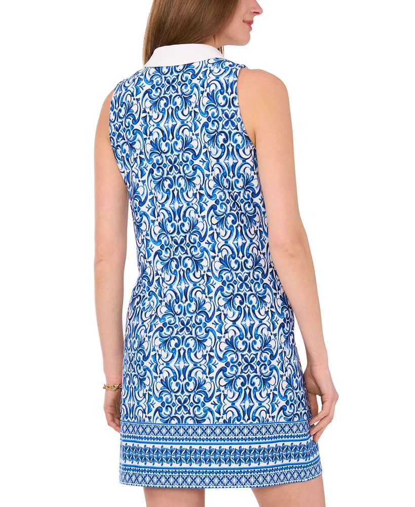 Msk Women's Printed Collared Shift Dress