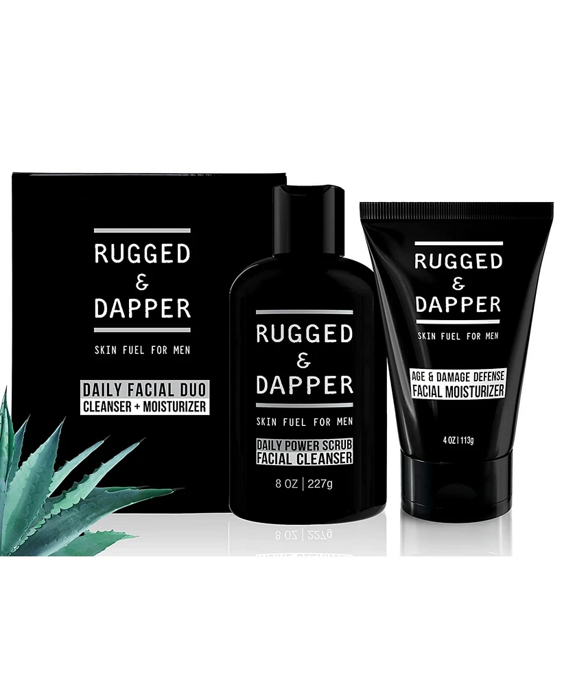 Rugged & Dapper Daily Duo Skincare Set for Men | Includes Age + Damage Defense Moisturizer & Daily Power Scrub Face Wash