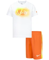 Nike Little Boys Hazy Rays Graphic T-Shirt & Mesh Shorts, 2 Piece Set