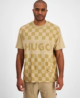 Hugo by Boss Men's Relaxed-Fit Short Sleeve Crewneck Check Logo T-Shirt