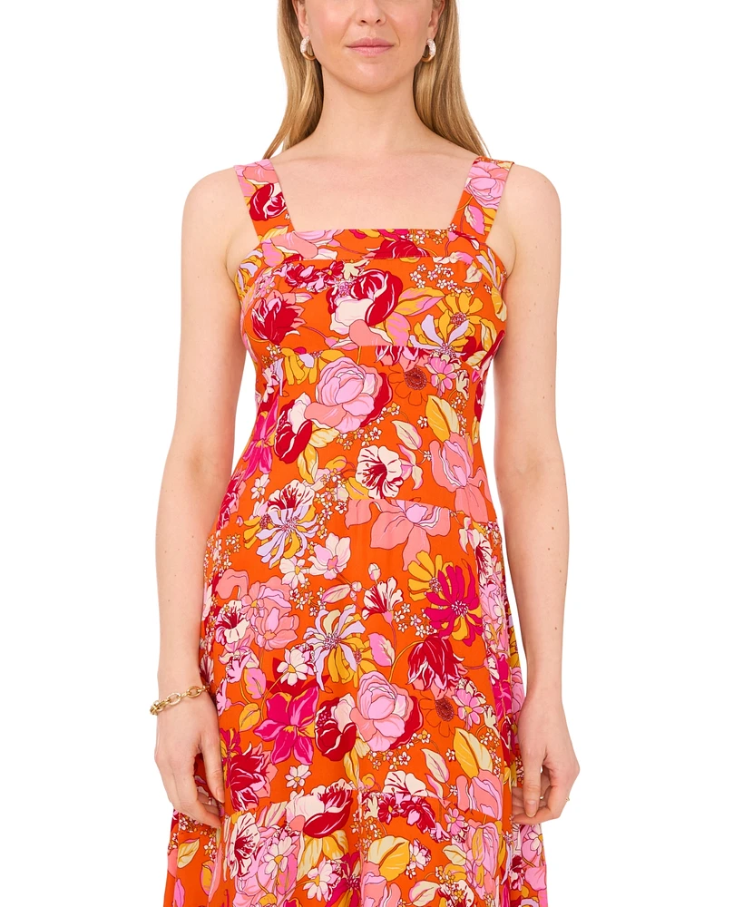 Msk Petite Printed Square-Neck Sleeveless Dress