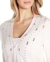 Belldini Black Label Rhinestone Embellished Open-Front Cardigan