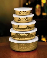 Godinger Hammered Food Storage Bowls with Lids, Set of 5