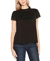 Belldini Black Label Embellished Cap-Sleeve Knit Top