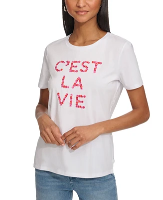 Karl Lagerfeld Paris Women's C'est La Vie Graphic T-Shirt