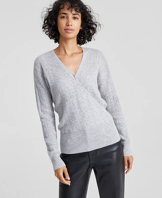 Charter Club Women's 100% Cashmere Long-Sleeve Pointelle Surplice Sweater, Created for Macy's