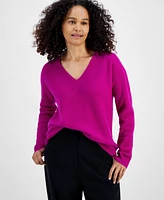 Charter Club Women's 100% Cashmere Ribbed V-Neck Sweater, Regular & Petites, Created for Macy's