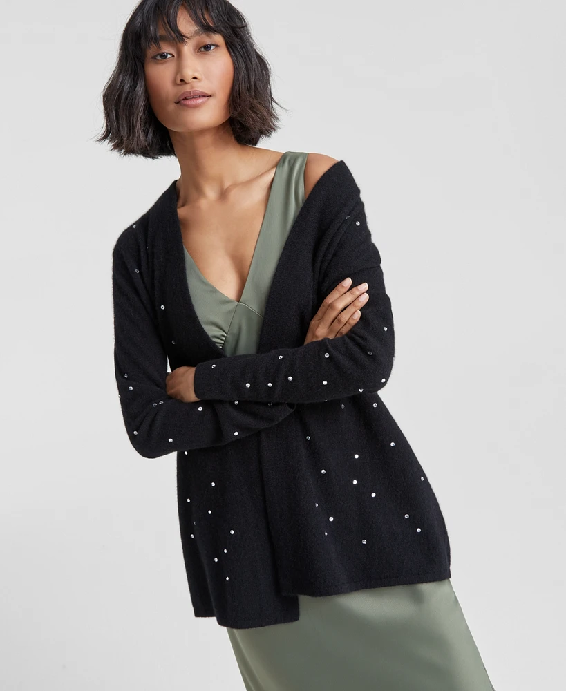 Charter Club Petite 100% Cashmere Embellished Long-Sleeve Duster, Created for Macy's