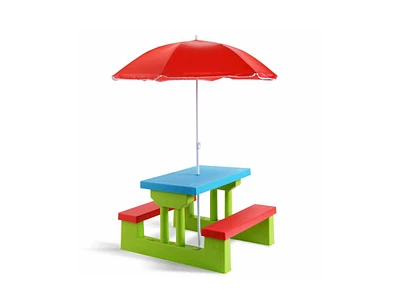 Slickblue Kids Picnic Folding Table and Bench with Umbrella