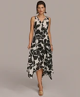 Donna Karan Women's Printed Handkerchief-Hem Dress