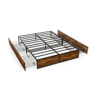 Slickblue Metal Bed Frame with 4 Drawers
