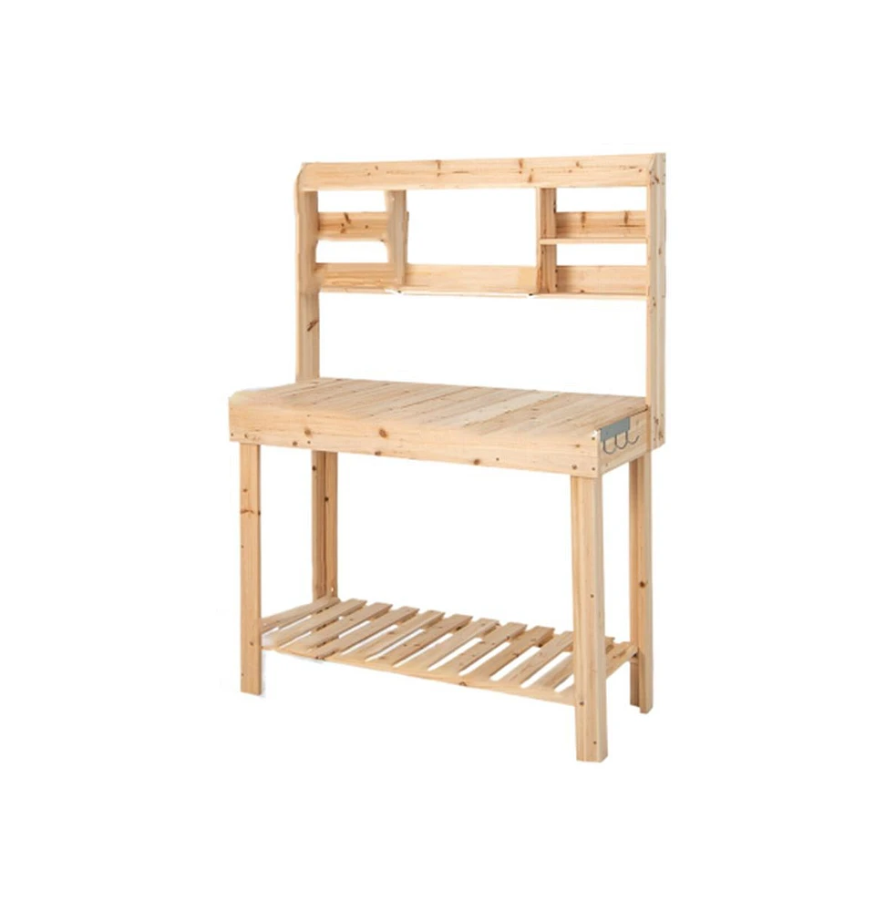 Slickblue Large Garden Potting Bench Table with Display Rack and Hidden Sink-Natural