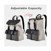 Sunveno White and Black Houndstooth Diaper Backpack