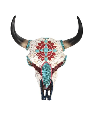 Fc Design 11"H Buffalo Skull with Mosaic on The Front Taxidermy Animal Head Wall Plaque Decor Home Decor Perfect Gift for House Warming, Holidays and
