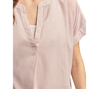 Lucky Brand Women's Cotton Striped Dolman Popover Shirt