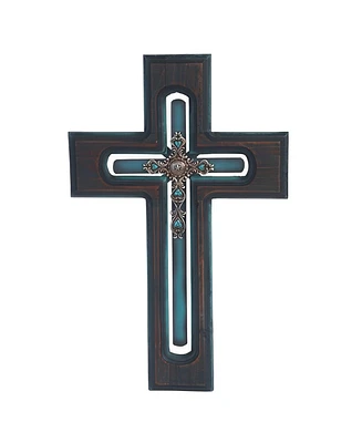 Fc Design 18"H Decorative Wood Cross Statue Wall Home Decor Perfect Gift for House Warming, Holidays and Birthdays