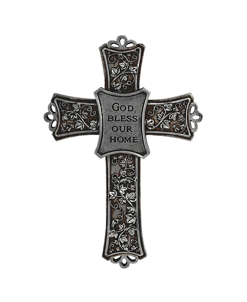 Fc Design 7.5"H God Bless Our Decorative Cross in Silver Wall Plaque Holy Home Decor Perfect Gift for House Warming, Holidays and Birthdays