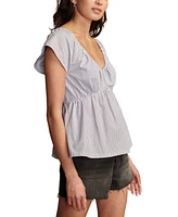 Lucky Brand Women's Cotton Laced-Back Babydoll Top