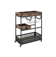 Slickblue 3-Tier Industrial Buffet Serving Cart with Wine Rack