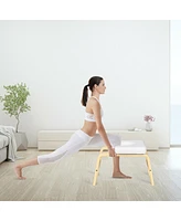 Slickblue Yoga Headstand Wood Stool with Pvc Pads - White